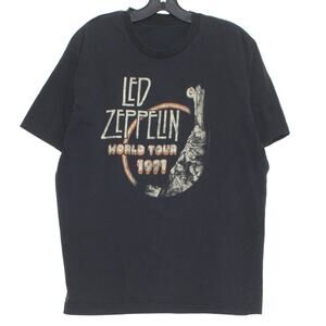 Led Zeplin Mens Shirt Band Tee World Tour 1971 Short Sleeve Black Size XL LD